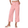 thumbnail image 2 of felwors Capri Women Wide Leg Trendy High Waisted Baggy Straight Casual Summer Stretch Denim Capris Pants Pink for Size L, 2 of 5