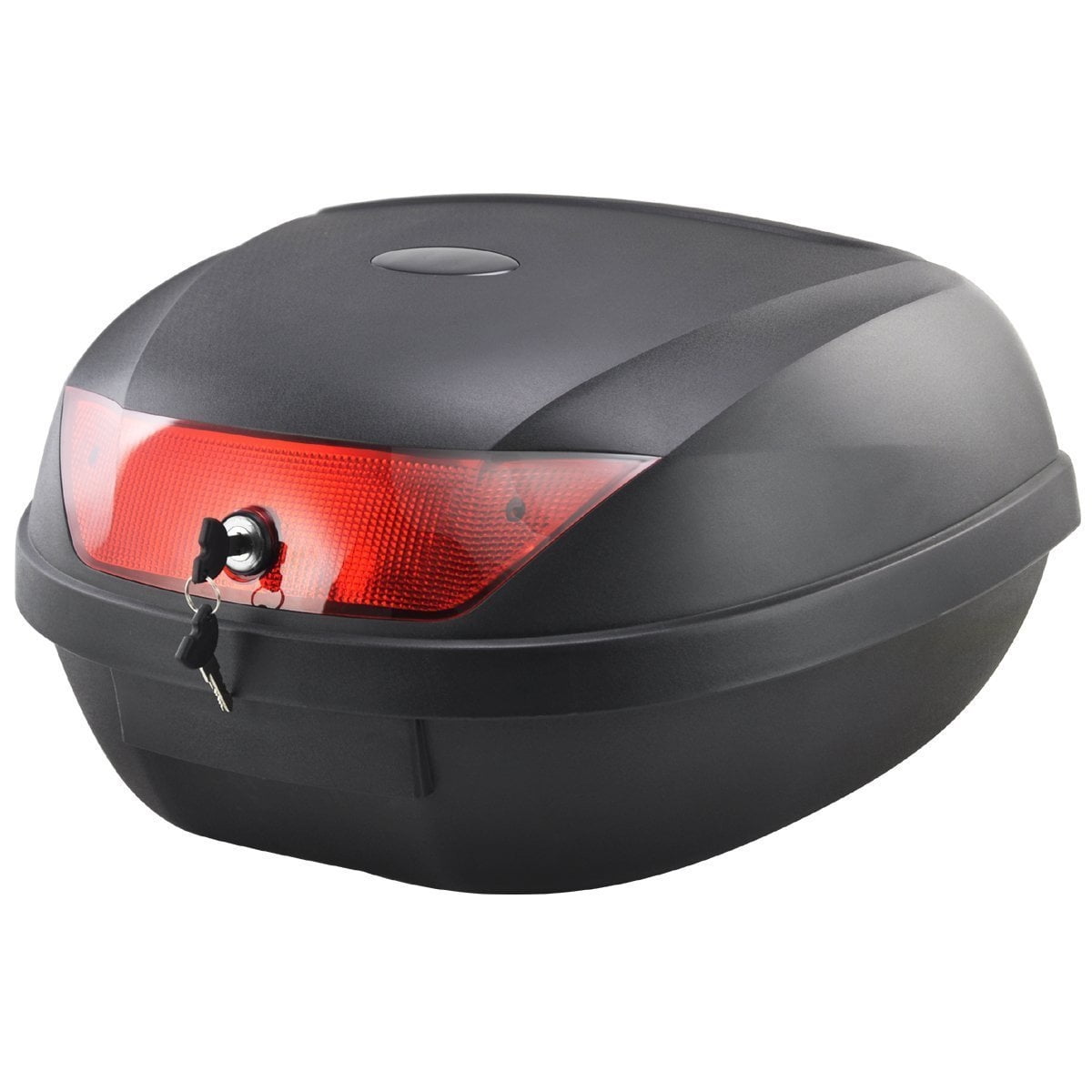JKGHK Rectangle Motorcycle Top Box Red Night Warning Light and Security Lock Trunk Top Case with Universal Mounting Hardware Scooter Helmet Trunk Tail Box 