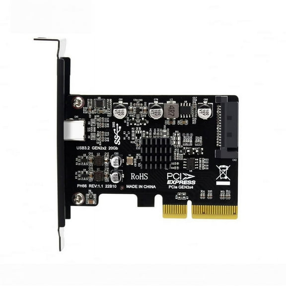 JSER USB 3.2 Gen2 Type-C 20Gbps USB-C to PCI-E 4X Express Card Adapter for Desktop Motherboard