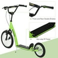 thumbnail image 4 of ALPULON 220 LBS Kick Scooter with Adjustable Handlebar, Ride On Toy for Kids 5+, 16" Inflatable Wheels, Dual Brakes, Green, 4 of 8