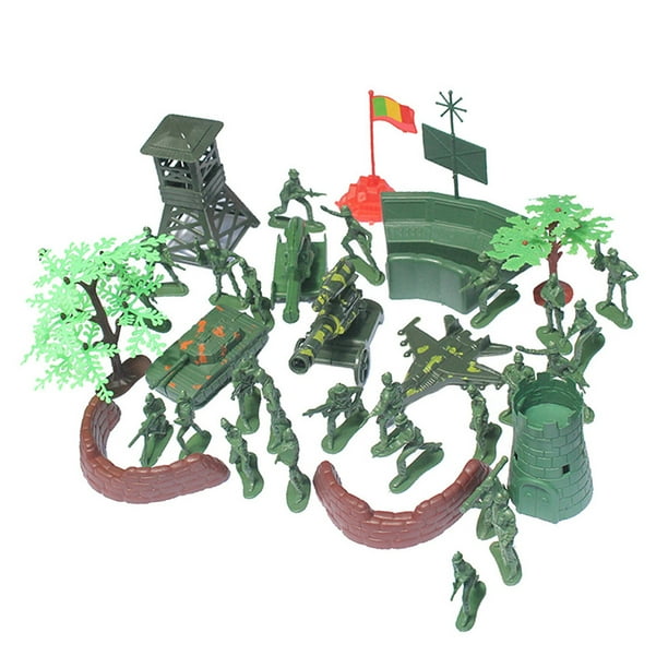 Los soldados de juguete modelo del plástico del playset 37pieces los 5cm figuran los accesorios de los hombres del ejército SM SunniMix Soldado de juguete de plástico