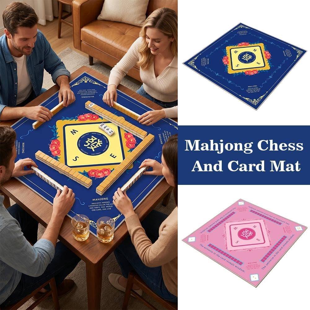 Mahjong Mat for Table, Noise Reduction and Non-Slip Mahjong Table Mat for Playing Cards, 31.5 x 31.5 Inch Gaming Mat for Mahjong, Poker, Board Games, and Card Games(: Pink)