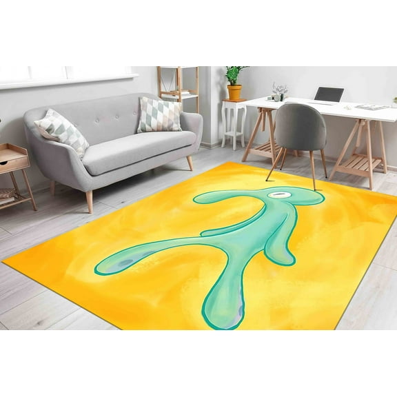 Modern Rug, Entry Rug, Bold And Brash Rugs, Front Door Rug, Squidward Painting Rugs, Cute Rug, Area Rugs, Yellow Rugs, Gift for the Home, 2.6'x6.5' - 80x200 cm