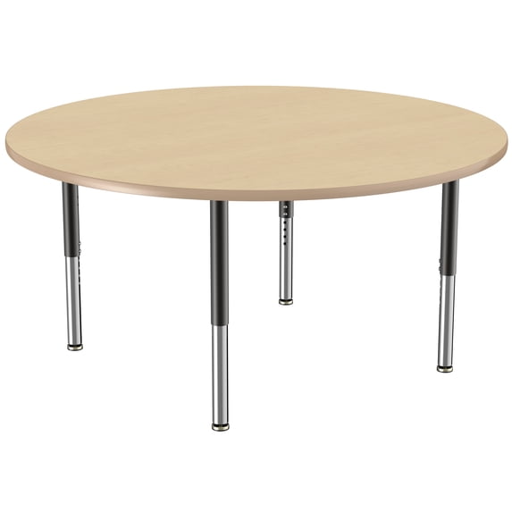 ECR4Kids 60in Round Everyday T-Mold Adjustable Activity Table Maple/Maple/Black - Super Leg