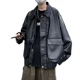 thumbnail image 5 of Chaqueta de cuero de Pu estilo callejero americano y europeo para hombre, ropa de motociclista a la moda, chaqueta de abrigo de cuero holgada para hombre, 5 of 5