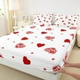 thumbnail image 3 of Feelyou Romantic Love Heart Full Size Sheets, Red Cartoon Flower Bed Sheets, Teens Kids Boys Girls Sheet Sets, Breathable Home Decor, 4pcs, 3 of 7