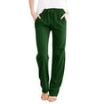 thumbnail image 2 of Green Work Pants for Women, Cotton Women'S Work Pants, Womens Work Pants Business Casual, Wide Leg Pants for Women, Solid Weekend Solid Color Palazzo Pants for Women Dressy, 2 of 6