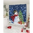 Blue Christmas Shower Curtain, Xmas Snowman Pine Tree Snowflake Balls