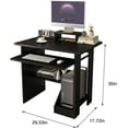 thumbnail image 3 of 29in Computer Desk with Monitor Stand and Keyboard Tray for Small Space, Wood PC Laptop for Bedroom, Writing Table with Shelves for Kids, Black, 3 of 6