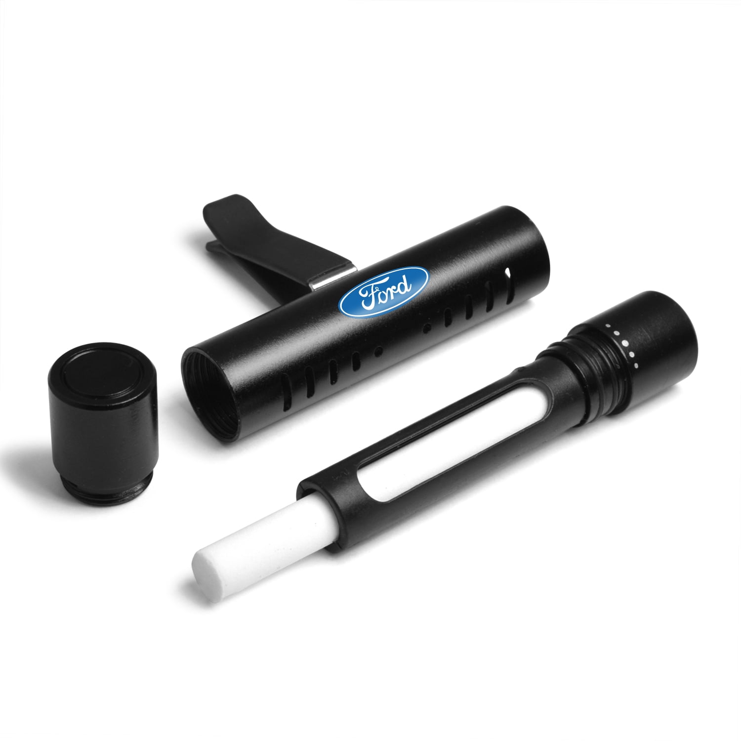 Ford Logo Car AC Vent Air Freshener Black Clip with adjustable window and 10 Refill Sticks