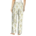thumbnail image 2 of Disketp White And Gold Geometry Print Women's Comfy Pajama Pants Casual Drawstring Palazzo Lounge Wide Leg Pants, 2 of 7