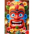 thumbnail image 3 of Decorative Design Aloha Tiki Mask Banner Tropical Flowers Wooden Background for Hawaiian Party Luau Celebration Summer Event, 3 of 7