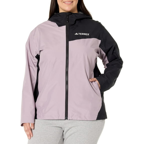 adidas Women's Terrex Multi 2.5-Layer Rain Jacket, Preloved Fig/Black, 3X/Plus