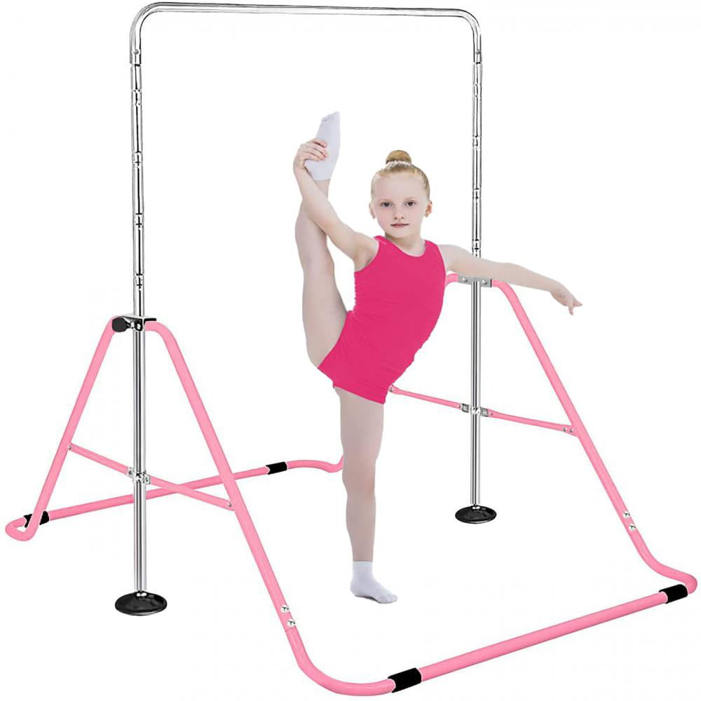 Gymnastics Bar Junior Folding Mat Horizontal Bar Training Adjustable Pink&Blue 