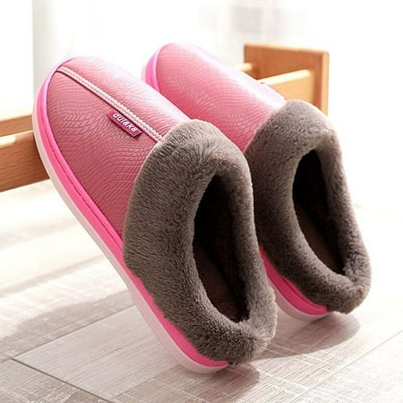 

QWZNDZGR Large Size 46-51 Men Concise Indoor Shoes Man Furry Mules Slippers Couple Shoes For Home Slides Male Winter Thick Plush Slippers