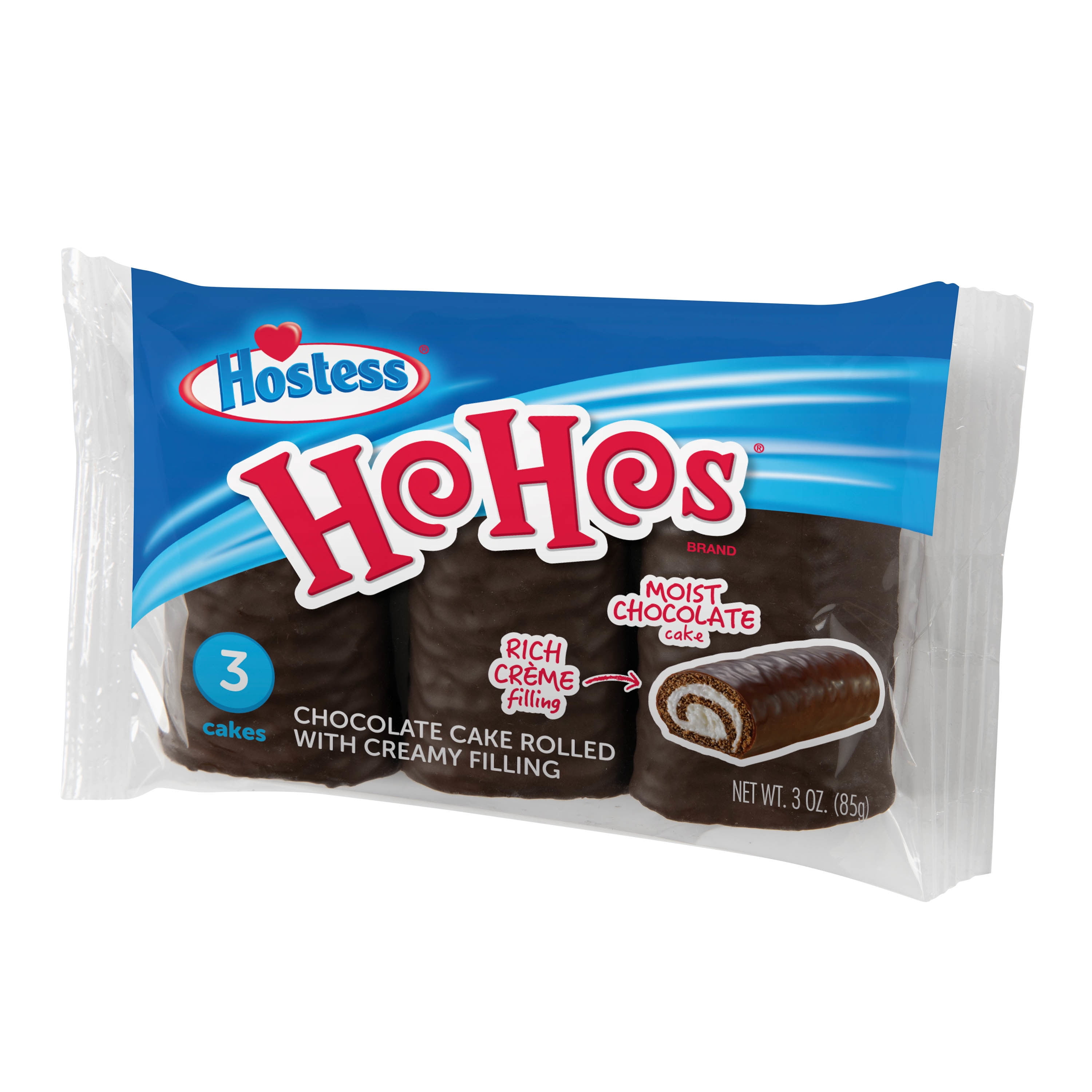 HOSTESS HOHOS, Chocolate Snack Cakes, Single Serve, 3 oz, 3 Count
