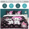 thumbnail image 5 of Kuromi And My Melody Duvet Cover Set 3-Piece Bedding Set Soft Warm And Comfortable Soft Bed Set with 1 Duvet Cover And 2 Pillowcases for Bedroom All Season 79"x90", 5 of 7