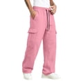 thumbnail image 4 of Men Wide Leg Baggy Cargo Sweatpants with Multi Pockets, 4 of 8