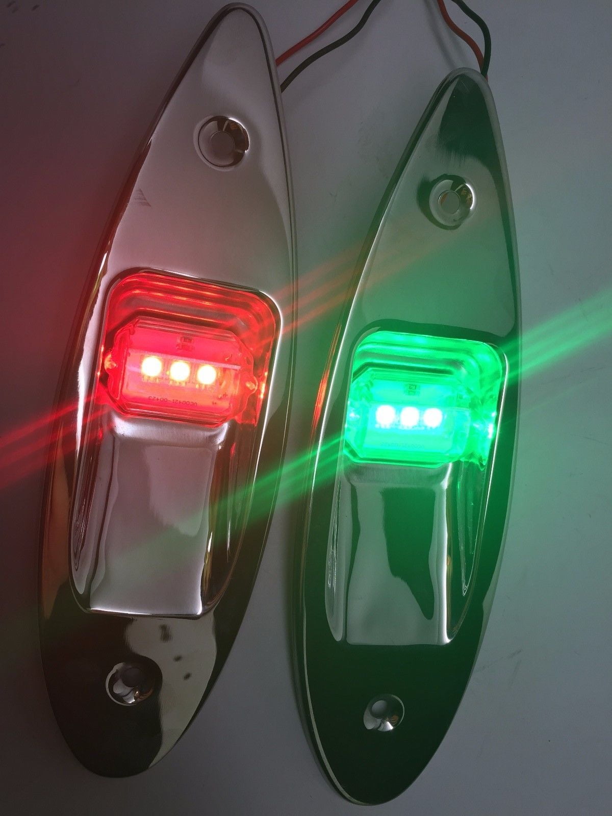 Pactrade Marine Boat Navigational Pair LED Side Tear Drop Lights SS