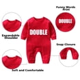 thumbnail image 2 of AOUYOA Baby Twins Bodysuits Funny Double Trouble Newborn Baby Outfits Infant Romper Set With Hat(0-3 months), 2 of 4