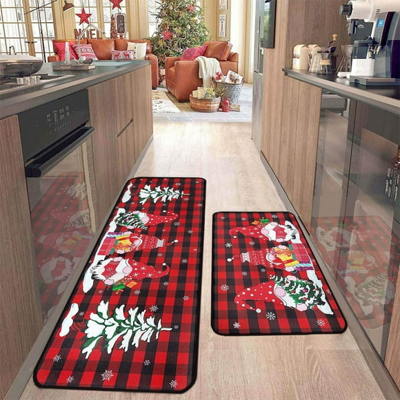 Oxodoi Christmas Decor Deals Clearance,2Pcs Christmas Kitchen Rugs and Mats for Floor Non-Slip Backing Mat Merry Christmas Kitchen Decor Kitchen Rug Sets Xmas Decor (16x24in+16x48in),Gift
