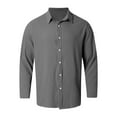 thumbnail image 4 of JTieacloth Mens Dress Shirts Men's Wash Button Long Sleeve Shirt Solid Color Comfortable And Generous Gray, 4 of 6