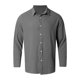 thumbnail image 4 of Camisa lavada de manga larga con botones para hombre: color liso, poliéster, cómoda y holgada para todas las ocasiones, 4 of 6