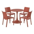 thumbnail image 4 of WestinTrends Playa 5-Piece Indoor Outdoor Round Metal Patio Dining Table Set With Stackable Patio Dining Side Chairs, Red, 4 of 14