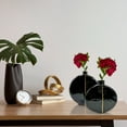 thumbnail image 3 of Bergamo Art Set of 2 13" Hand Blown Glass Modern Decorative Flower Vases Black, 3 of 4