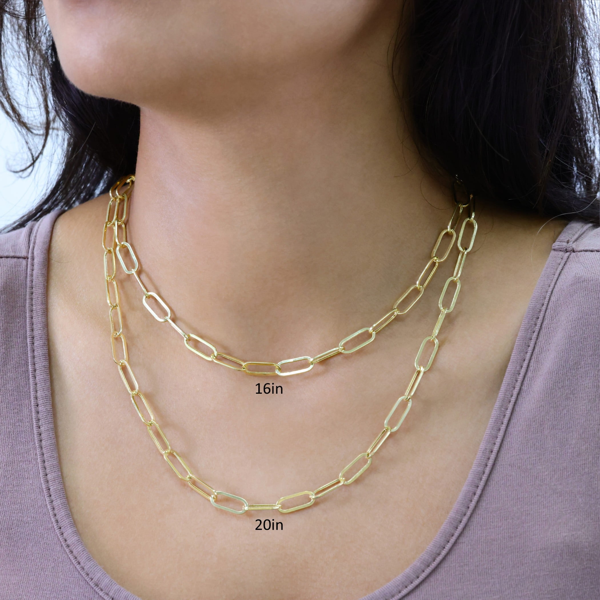 Nuragold 10k Real Yellow Gold Paperclip 6mm Elongated Cable Link Necklace (16"-24") Dainty Italian Jewelry for Men & Women