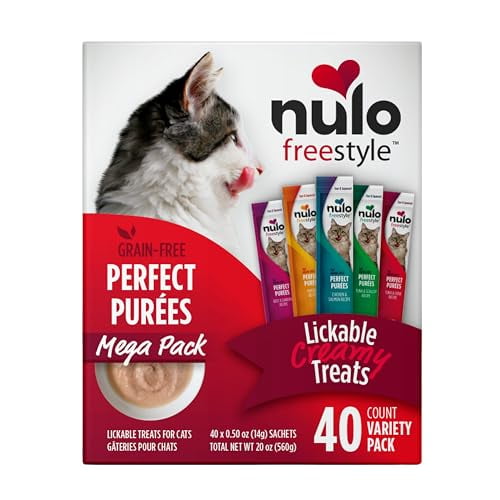 Nulo Freestyle Puretés Parfaites Sans Céréales Friandises Humides Premium pour Chats, Topper Compressible pour Félins, Haute Teneur en Hydratation pour Soutenir l'Hydratation des Chats, 0.5 Once, Lot Varié de 40