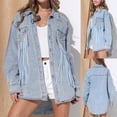 thumbnail image 1 of Pntutb moda mujer Casual bolsillos botón sólido borla diamantes de imitación manga larga tops chaqueta Denim abrigo Pntutb Pntutb-2756, 1 of 9