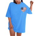 thumbnail image 1 of Fiudx Ropa de Mujer Camiseta de Manga Corta con Cuello Redondo y Estampado Informal En La Parte Delantera y Trasera Del Día de La Independencia para Mujer, 1 of 5