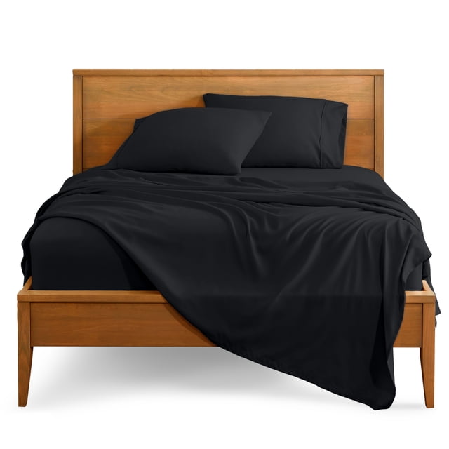 Bare Home Premium 1800 Collection Ensemble de Draps 5 Pcs, Grand Très Divisé, Noir