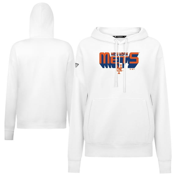 Women's Levelwear White New York Mets Adorn Retro 3D Pullover Hoodie