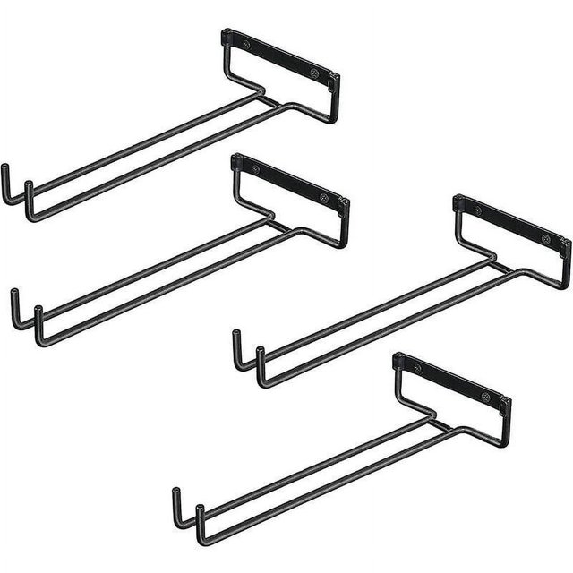 4 perchas de vidrio para estante, soporte de vidrio de hierro para 4 vasos, estante de exhibición de copas de vino montado en la pared, soporte de vidrio al revés para gabinetes de vino, bares, Ki