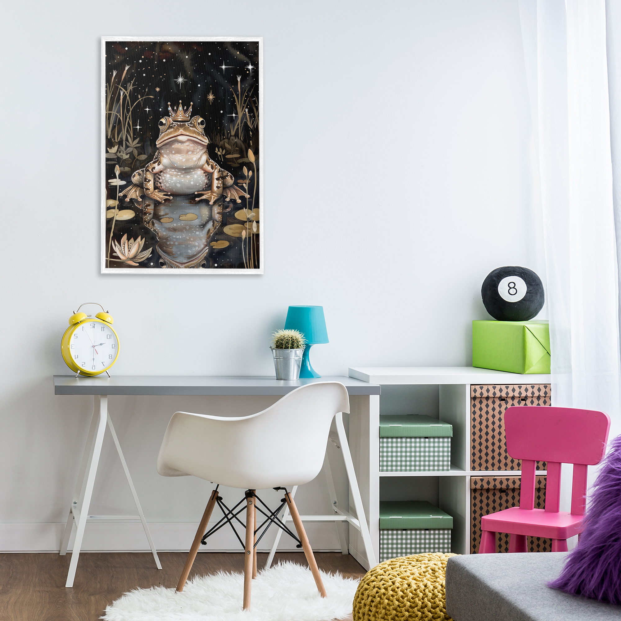 Stupell Industries Regal Toad at Night Animals & Insects Painting White Framed Art Print Wall Art, 20 x 30