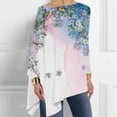 thumbnail image 2 of Womens Plus Size Long Sleeve Tops Boat Neck Vintage Floral Printed Pullover Casual Loose-Fit Irregular Hem T-Shirts Blouse, 2 of 5