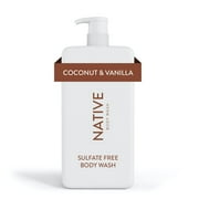 Native Body Wash Pump, Coconut & Vanilla, Sulfate Free, Paraben Free, for Men and Women, 36 oz