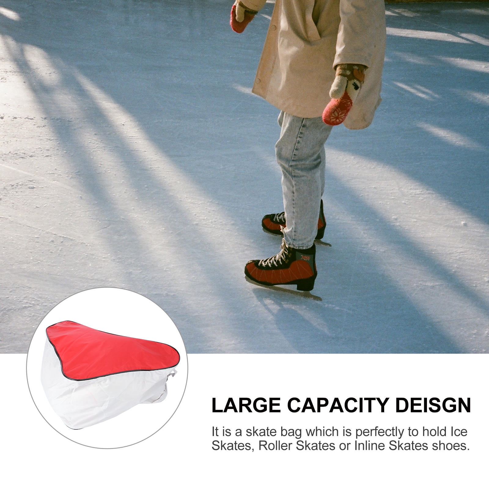 ELAYARD 2-Pack Red Skate Bags with Handles for Ice Skates, Roller Skates, and Sports Gear Storage, and Portable