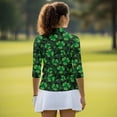 thumbnail image 5 of Uorisanigo Lucky Clover Womens 3/4 Sleeve Golf Shirts Size S Soft Fashionable Quick Dry Athletic Polo Shirts Versatile Zipper Neck Tennis Tops Casual Outing Wear for Workout Sports, 5 of 7