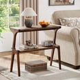 thumbnail image 3 of Tribesigns Rustic Brown Farmhouse End Table, 2-Tier Narrow Wood Side Table with Storage Shelves and Solid Wood Legs, Slim Sofa Table or Bedside Nightstand, 3 of 5