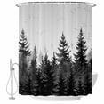 thumbnail image 2 of Black Mist Forest Waterproof Fabric Shower Curtain,Retro Country Watercolor Tree Scenery Waterproof Fabric Shower Curtain for Bathroom Curtains Bathtubs Shower Curtains with 12 Hooks Stall 54x78in, 2 of 8