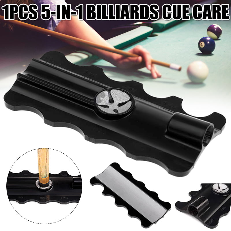 5 In 1 Pool Cue Tip Tool Billiard Shaft Scuffer Shaper Smoother Tapper Black 