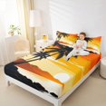 thumbnail image 3 of jejeloiu Retro Sunset Palm Bed Sheets For Girls,Tropical Beach Silhouette Full Size Sheets,Orange Black,4-Piece,1 Flat Sheet, 1 Fitted Sheet and 2 Pillowcases, 3 of 6