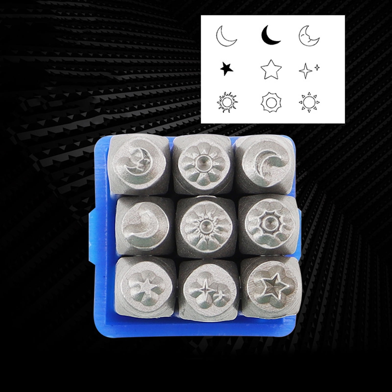 9Pcs Metal Sun Star Punches Leather Punching Tool Leather Embossing Stamp Tool For Jewelry Making Leather Engraving