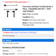 thumbnail image 2 of Front Inner and Outer Tie Rod End Set 4 Piece - Compatible with 2017 - 2020 Jeep Compass 2018 2019, 2 of 2