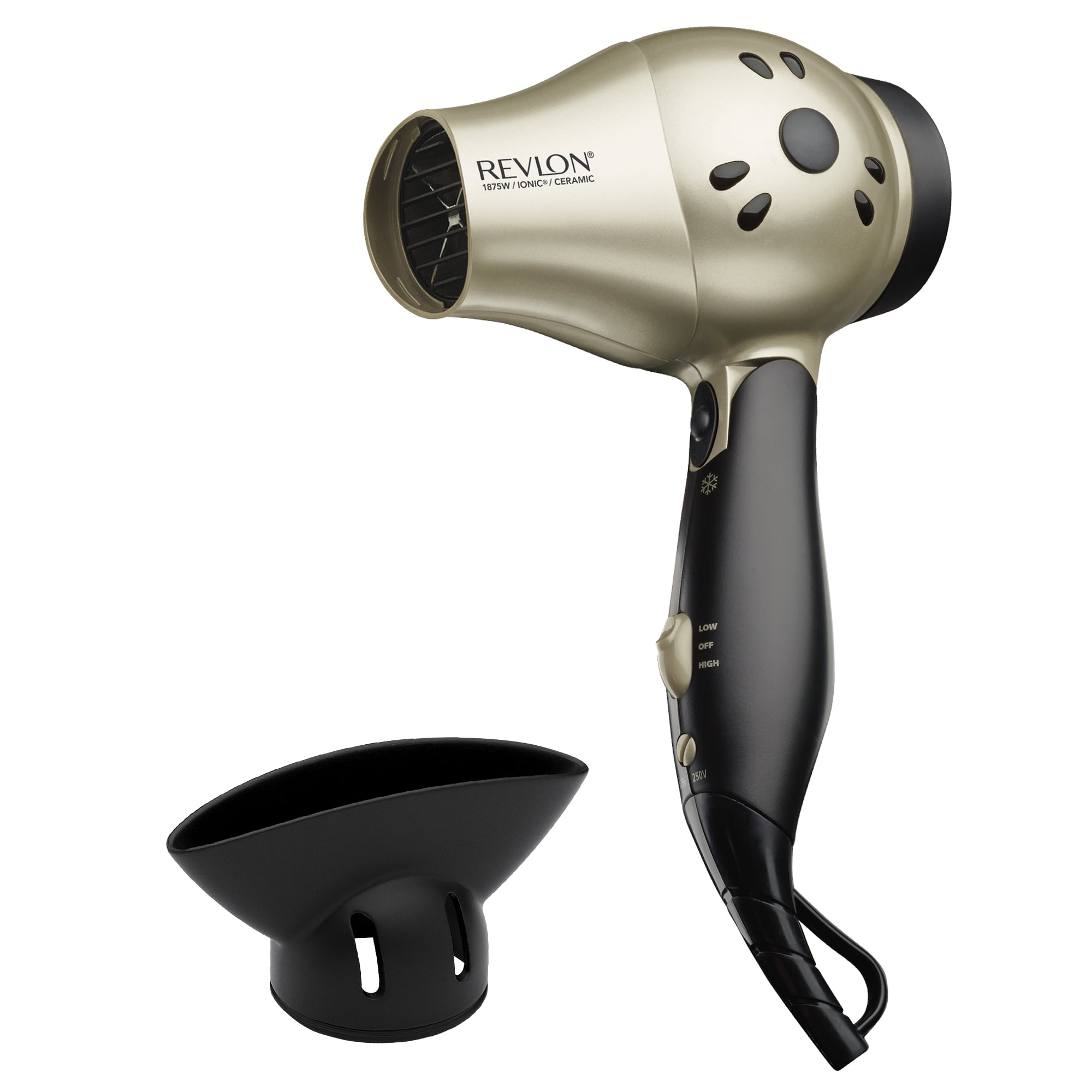 Revlon Folding Handle Travel Hair Dryers, Black and Gold with Concentrator  Nozzle - Walmart.com