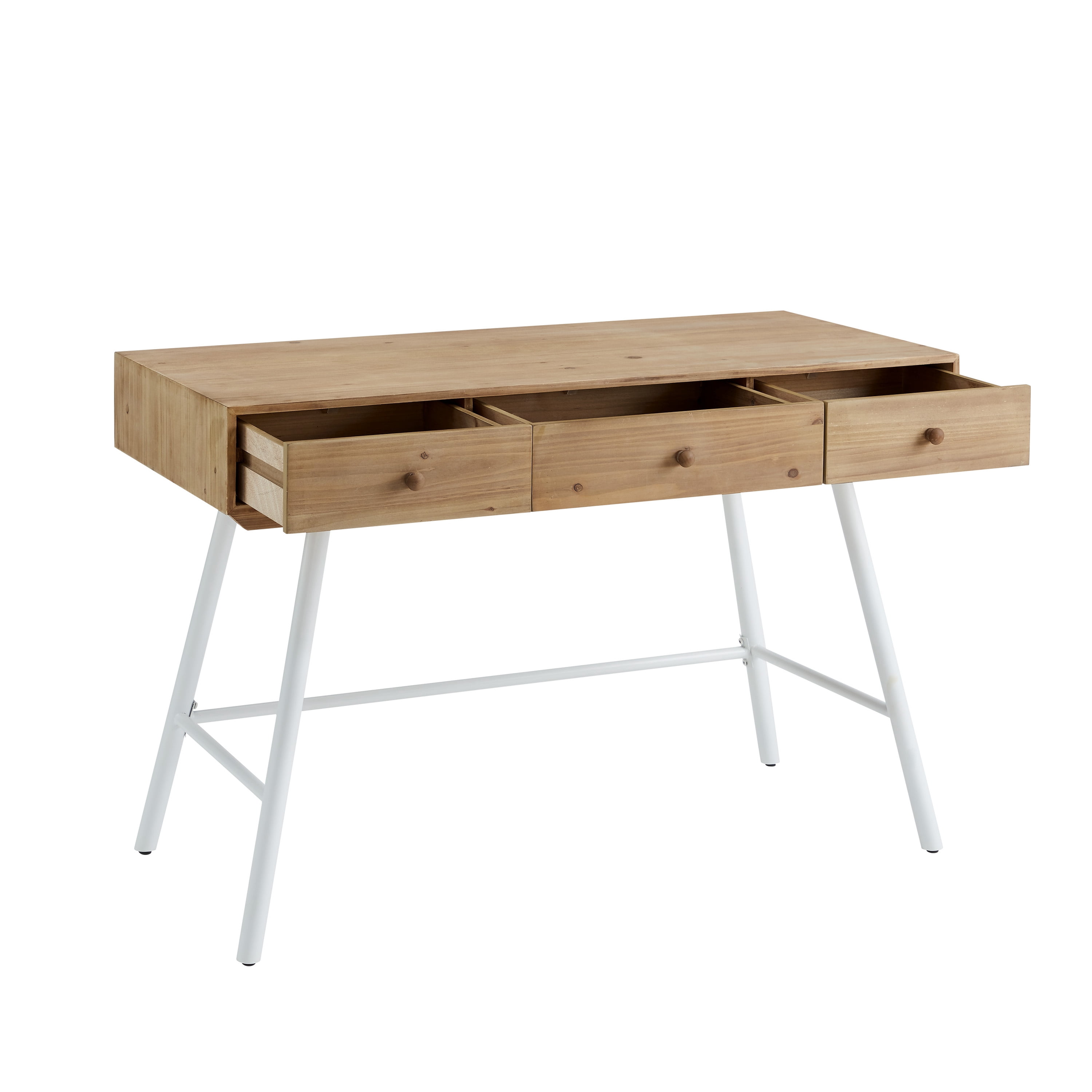 Linon Kessinger 44" Writing Desk with 3 Drawers, Natural and White