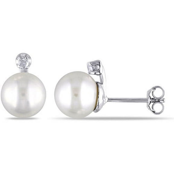 Everly Women's Cultured Pearl and Diamond Sterling Silver Earrings